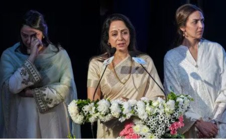 Hema Malini leads Delhi prayer gathering for Dharmendra, attended by Amit Shah and Om Birla